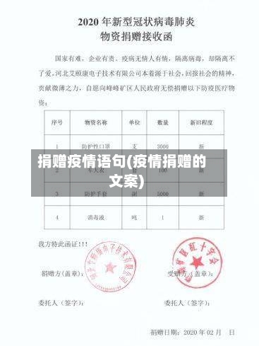 捐赠疫情语句(疫情捐赠的文案)