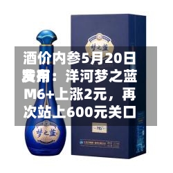 酒价内参5月20日费用发布：洋河梦之蓝M6+上涨2元，再次站上600元关口